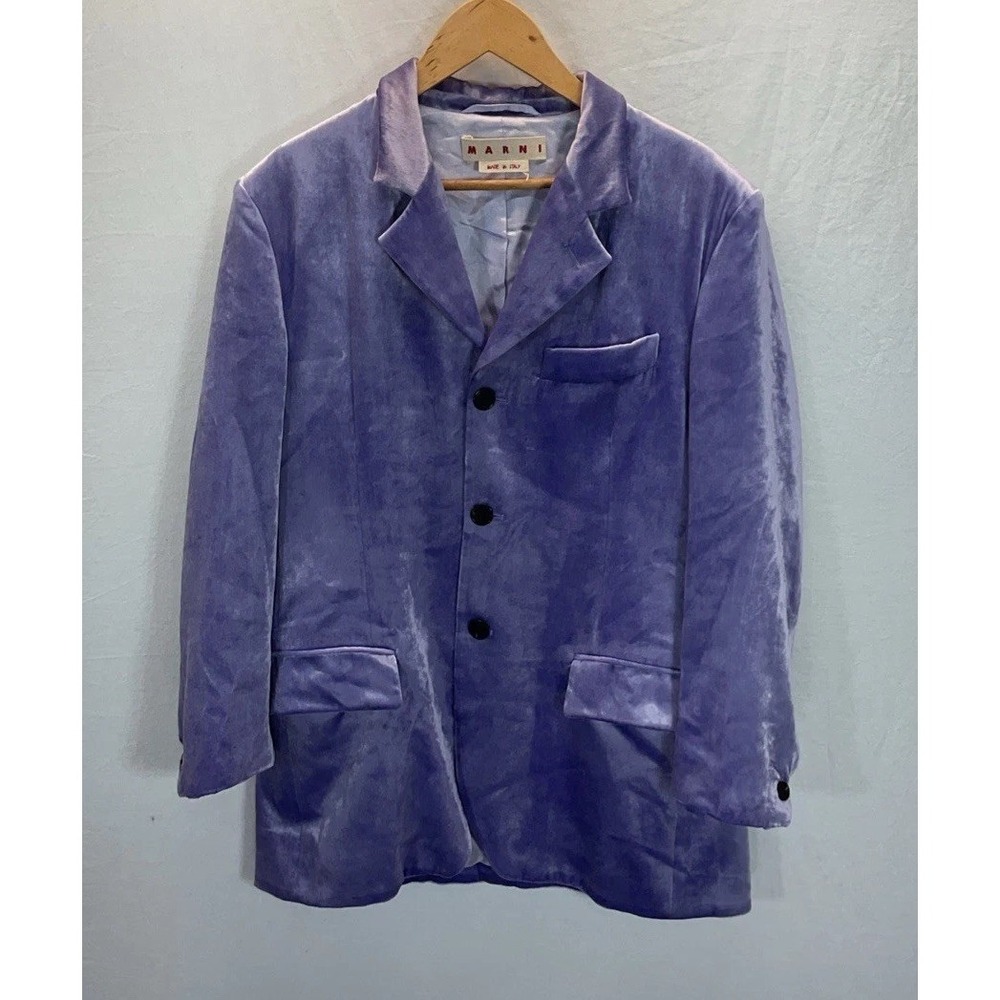 MARNI WOMEN'S‎ Purple VELVET BLAZER MSRP $3200 Sz It 40 Us 4 Rare silk viscose